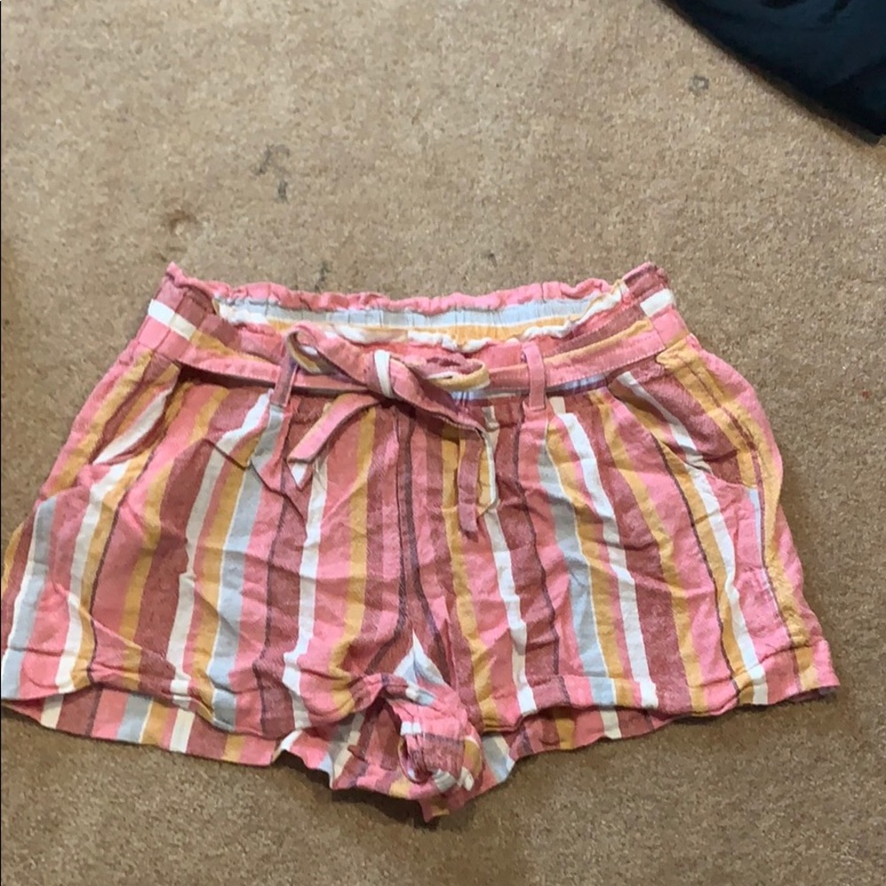 Multicolor Striped Linen Shorts